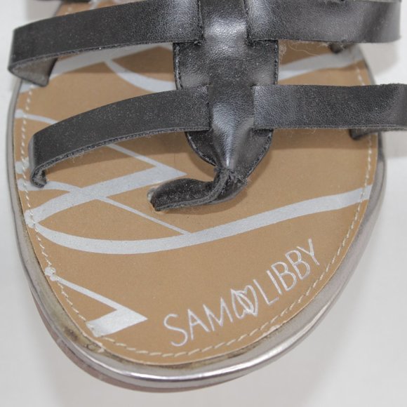Sam Libby Black Strappy Adjustable Ankle Strap Flats Sandals Women's Size 8 - Picture 6 of 11
